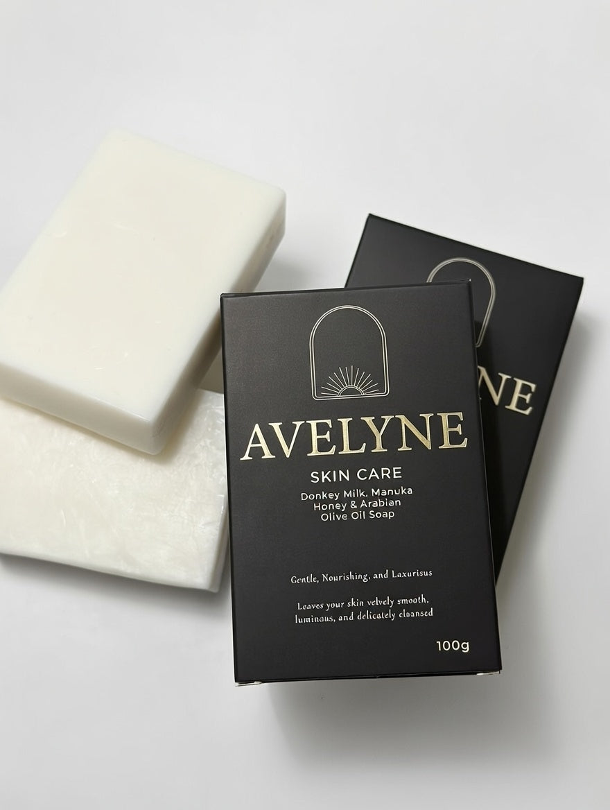 10 Pack, Anti-Aging, Avelyne Skincare – Donkey Milk, Manuka Honey & Arabian Olive Oil Soap 100g